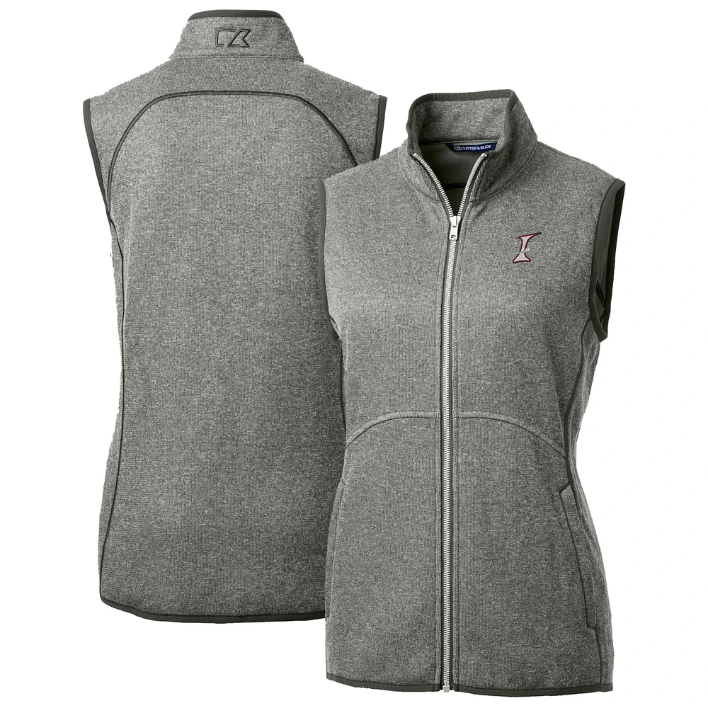 Women's Cutter & Buck Heather Gray Albuquerque Isotopes Mainsail Sweater Knit Full-Zip Vest