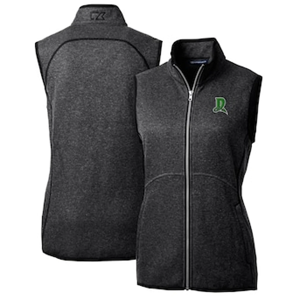 Women's Cutter & Buck Heather Charcoal Dayton Dragons Mainsail Sweater Knit Full-Zip Vest