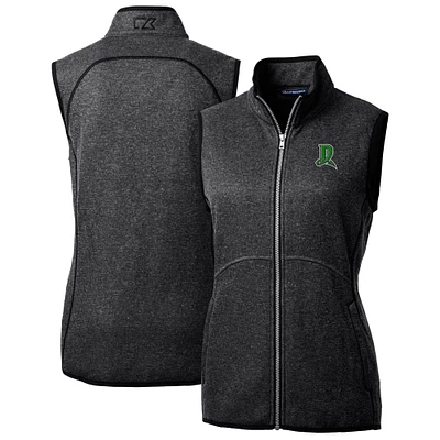 Women's Cutter & Buck Heather Charcoal Dayton Dragons Mainsail Sweater Knit Full-Zip Vest