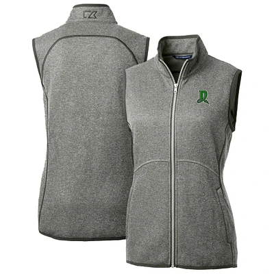 Women's Cutter & Buck Heather Gray Dayton Dragons Mainsail Sweater Knit Full-Zip Vest