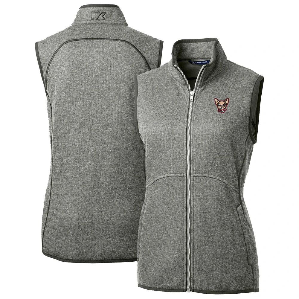 Women's Cutter & Buck Heather Gray El Paso Chihuahuas Mainsail Sweater Knit Full-Zip Vest