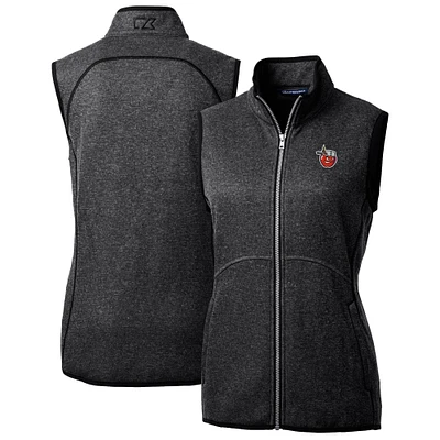 Women's Cutter & Buck Heather Charcoal Fort Wayne TinCaps Mainsail Sweater Knit Full-Zip Vest
