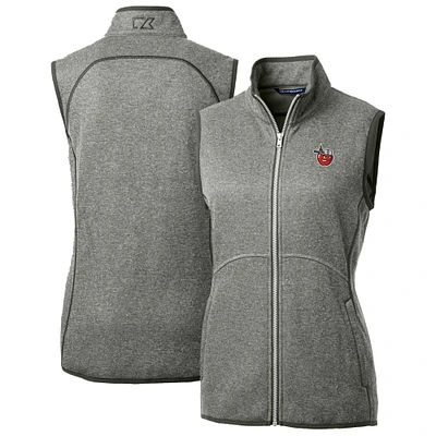 Women's Cutter & Buck Heather Gray Fort Wayne TinCaps Mainsail Sweater Knit Full-Zip Vest
