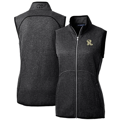 Women's Cutter & Buck Heather Charcoal Frisco RoughRiders Mainsail Sweater Knit Full-Zip Vest
