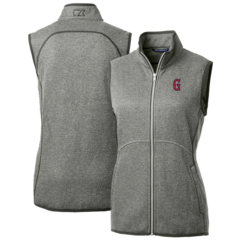 Women's Cutter & Buck Heather Gray Greenville Drive Mainsail Sweater Knit Full-Zip Vest
