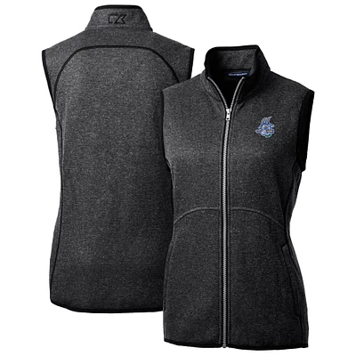Women's Cutter & Buck Heather Charcoal Hartford Yard Goats Mainsail Sweater Knit Full-Zip Vest