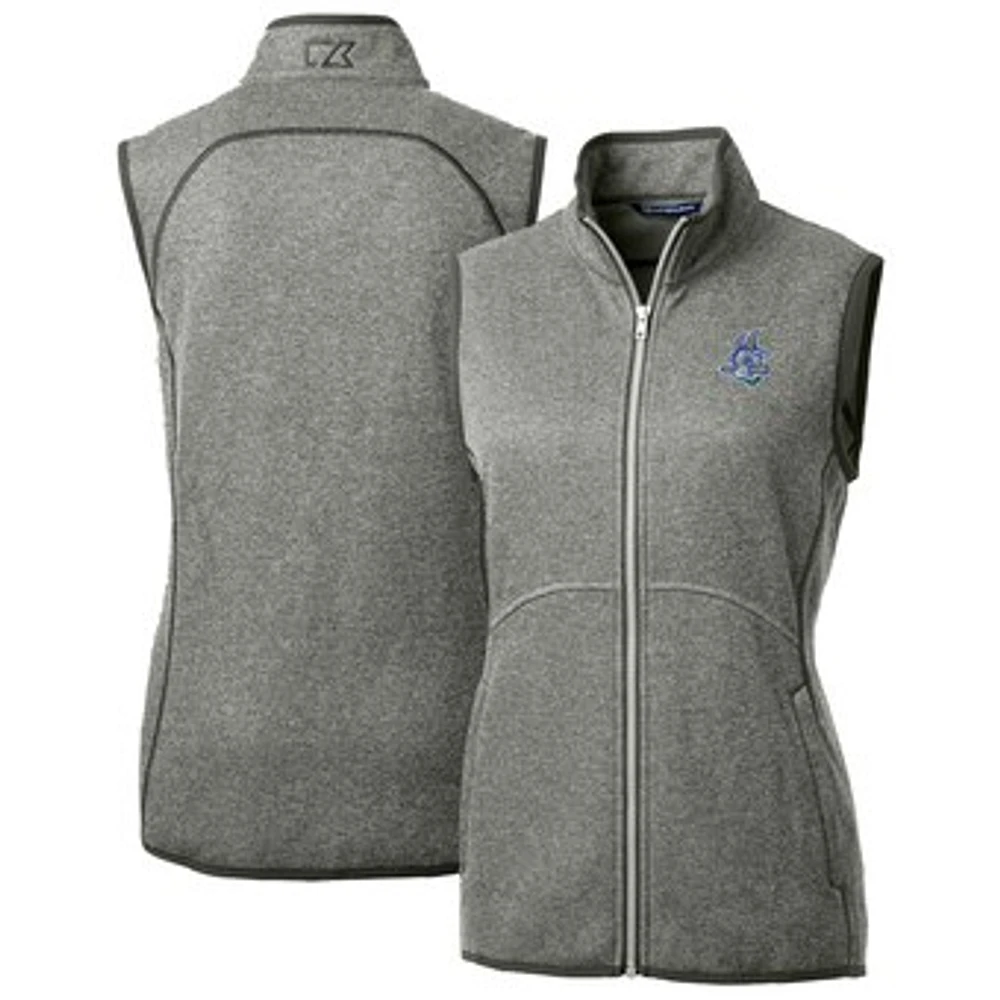 Women's Cutter & Buck Heather Gray Hartford Yard Goats Mainsail Sweater Knit Full-Zip Vest