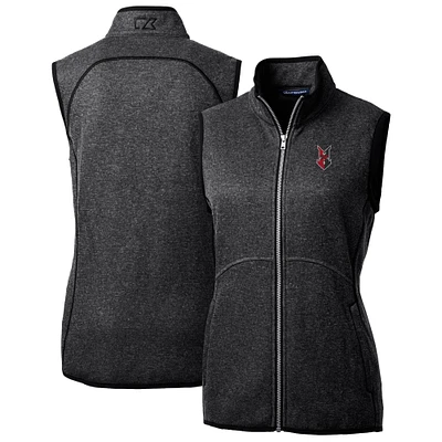 Women's Cutter & Buck Heather Charcoal Indianapolis Indians Mainsail Sweater Knit Full-Zip Vest