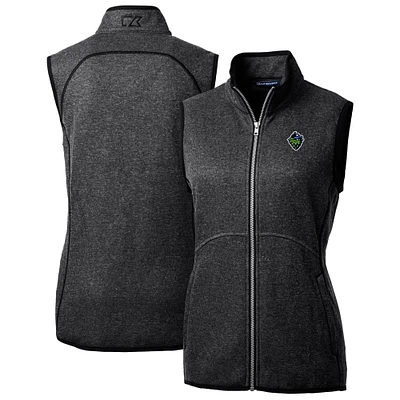 Women's Cutter & Buck Heather Charcoal Hillsboro Hops Mainsail Sweater Knit Full-Zip Vest