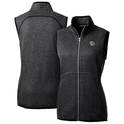Women's Cutter & Buck Heather Charcoal Lehigh Valley IronPigs Mainsail Sweater Knit Full-Zip Vest