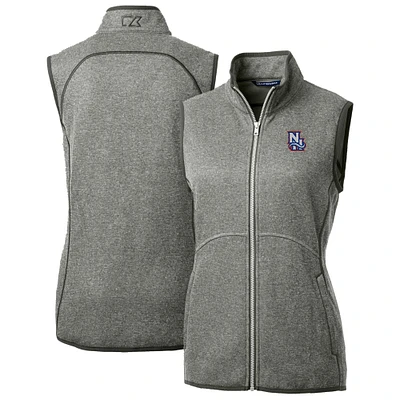Women's Cutter & Buck Heather Gray New Hampshire Fisher Cats Mainsail Sweater Knit Full-Zip Vest
