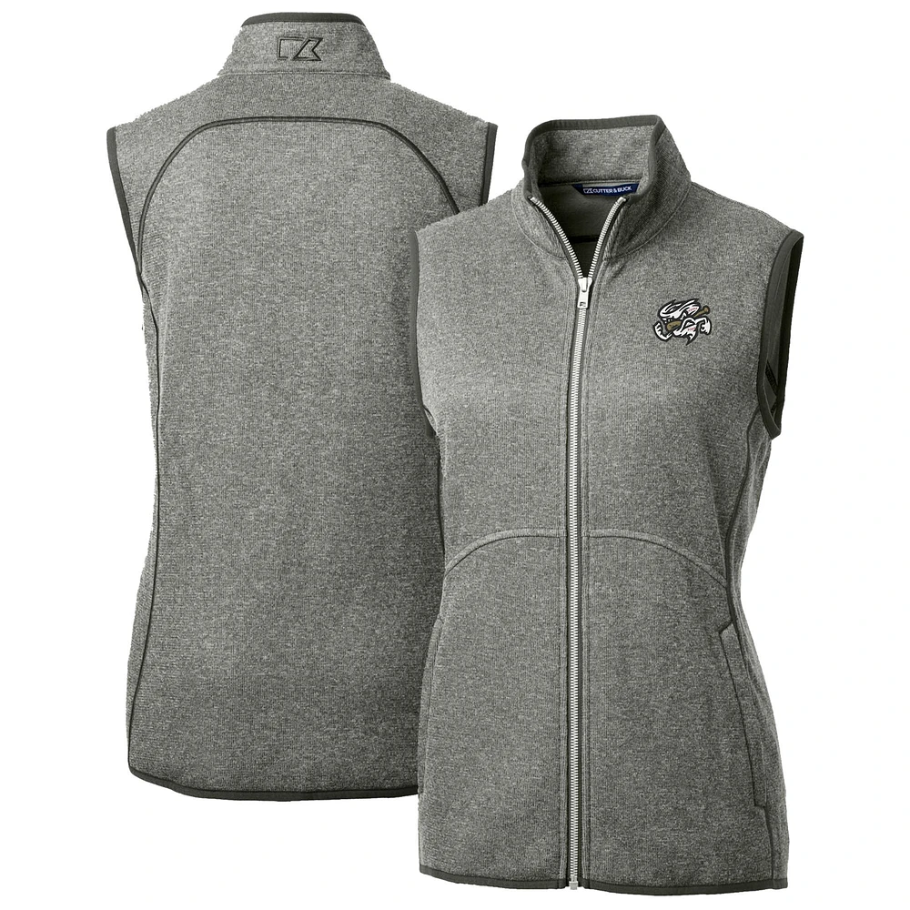 Women's Cutter & Buck Heather Gray Omaha Storm Chasers Mainsail Sweater Knit Full-Zip Vest