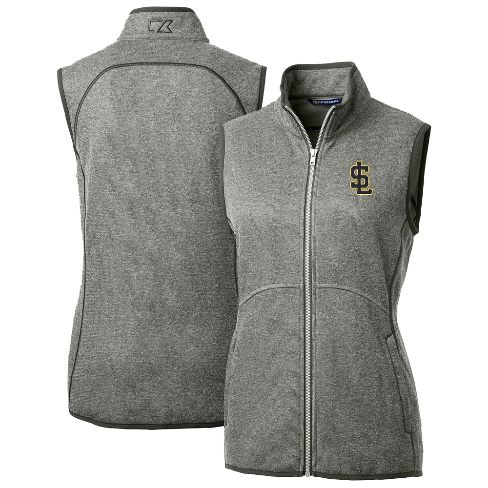 Women's Cutter & Buck Heather Gray Salt Lake Bees Mainsail Sweater Knit Full-Zip Vest