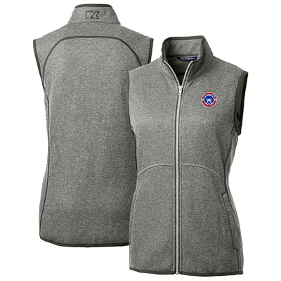 Women's Cutter & Buck Heather Gray South Bend Cubs Mainsail Sweater Knit Full-Zip Vest