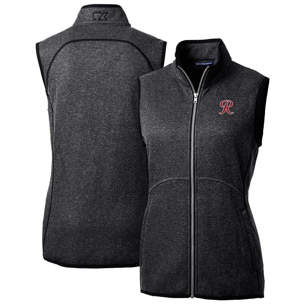 Women's Cutter & Buck Heather Charcoal Tacoma Rainiers Mainsail Sweater Knit Full-Zip Vest
