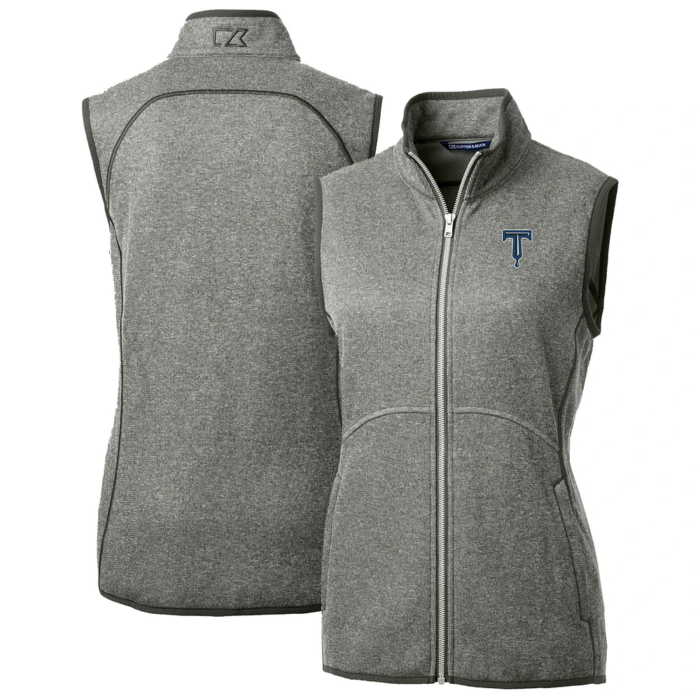 Women's Cutter & Buck Heather Gray Tulsa Drillers Mainsail Sweater Knit Full-Zip Vest