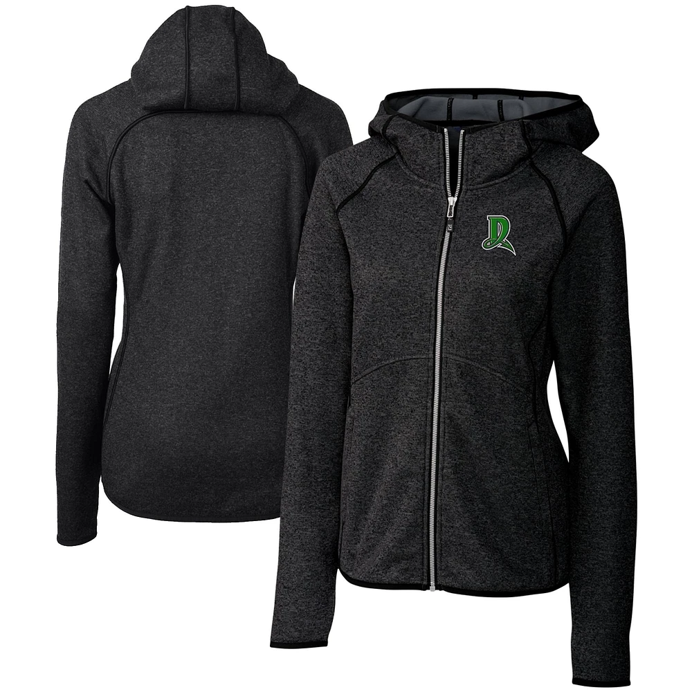 Women's Cutter & Buck Heather Charcoal Dayton Dragons Mainsail Sweater Knit Raglan Full-Zip Hoodie