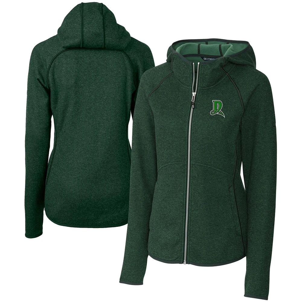 Women's Cutter & Buck Heather Dayton Dragons Mainsail Sweater Knit Raglan Full-Zip Hoodie