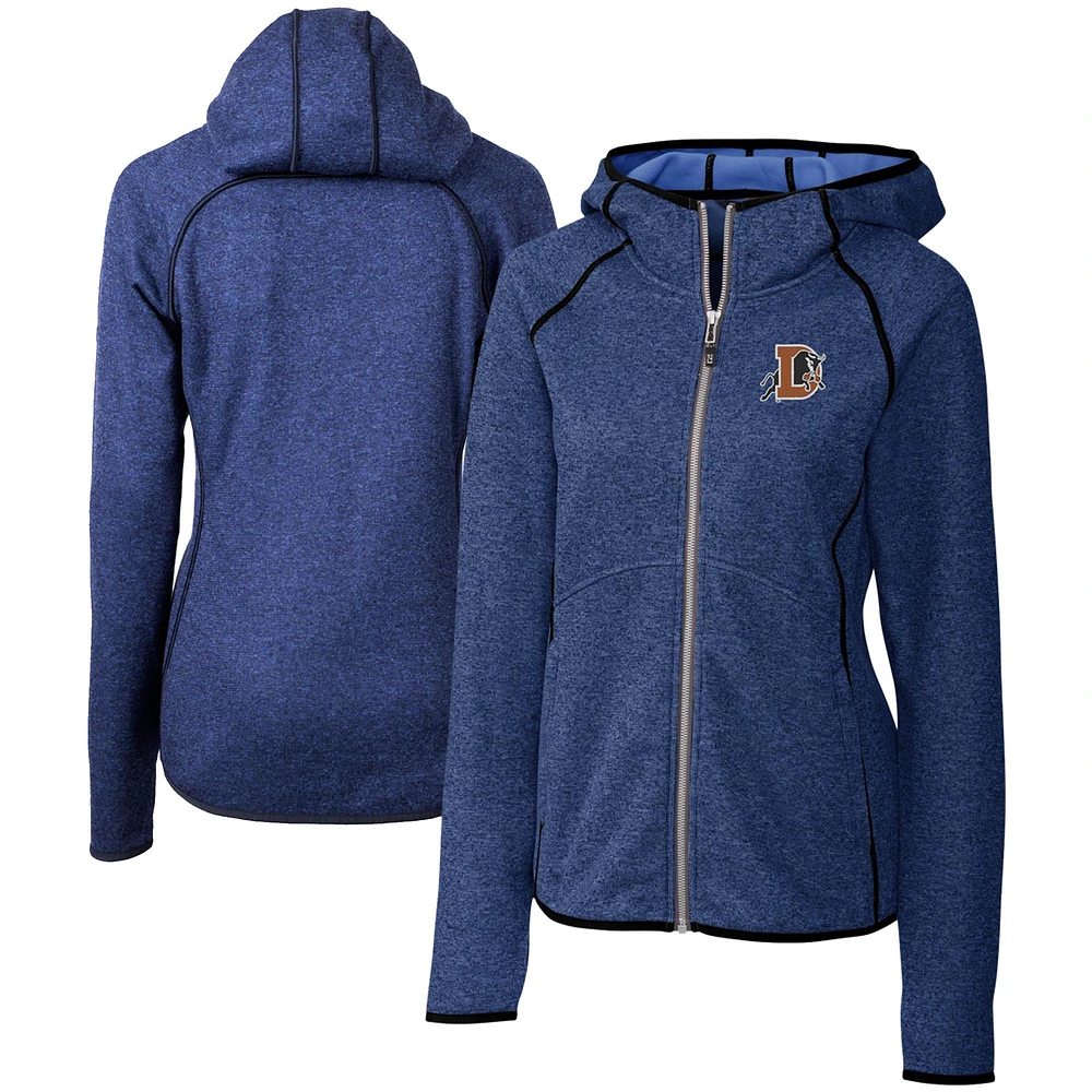 Women's Cutter & Buck Heather Durham Bulls Mainsail Sweater Knit Raglan Full-Zip Hoodie