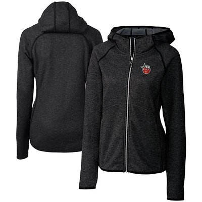 Women's Cutter & Buck Heather Charcoal Fort Wayne TinCaps Mainsail Sweater Knit Raglan Full-Zip Hoodie