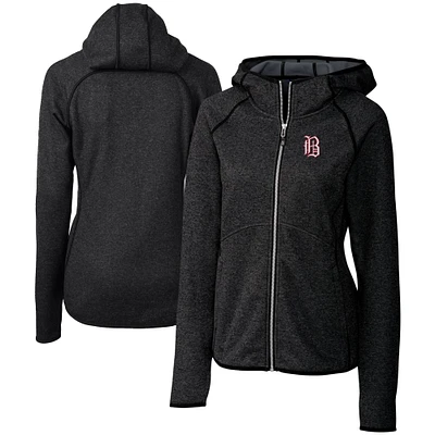 Women's Cutter & Buck Heather Charcoal Birmingham Barons Mainsail Sweater Knit Raglan Full-Zip Hoodie