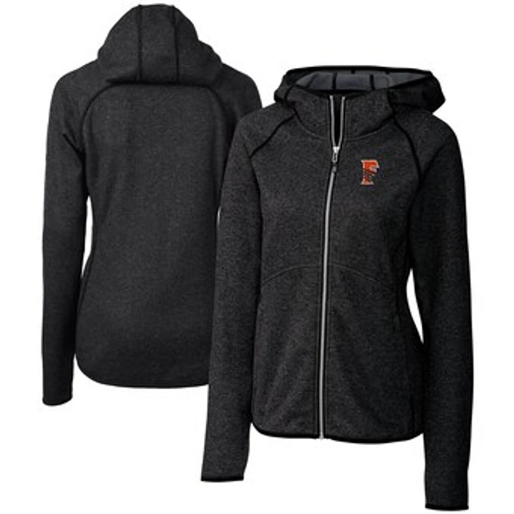 Women's Cutter & Buck Heather Charcoal Fresno Grizzlies Mainsail Sweater Knit Raglan Full-Zip Hoodie