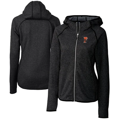Women's Cutter & Buck Heather Charcoal Fresno Grizzlies Mainsail Sweater Knit Raglan Full-Zip Hoodie
