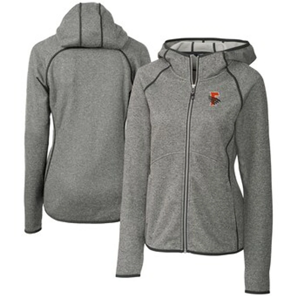 Women's Cutter & Buck Heather Gray Fresno Grizzlies Mainsail Sweater Knit Raglan Full-Zip Hoodie