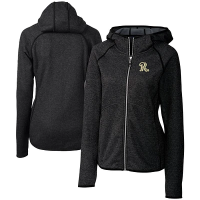 Women's Cutter & Buck Heather Charcoal Frisco RoughRiders Mainsail Sweater Knit Raglan Full-Zip Hoodie