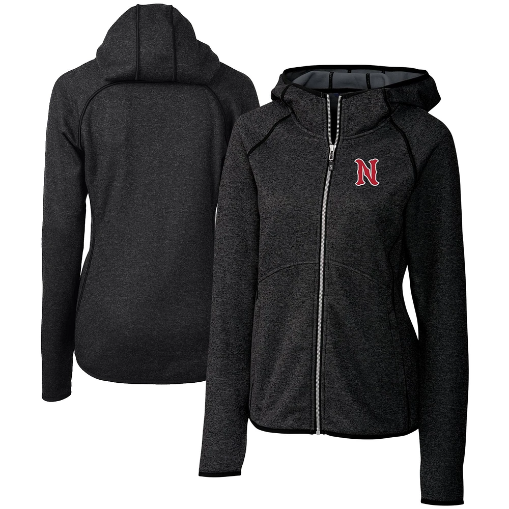 Women's Cutter & Buck Heather Charcoal Nashville Sounds Mainsail Sweater Knit Raglan Full-Zip Hoodie