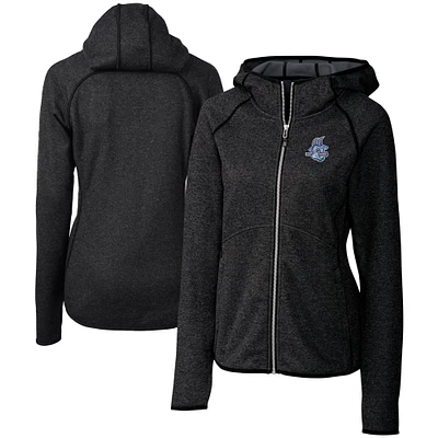 Women's Cutter & Buck Heather Charcoal Hartford Yard Goats Mainsail Sweater Knit Raglan Full-Zip Hoodie