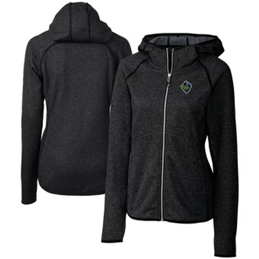 Women's Cutter & Buck Heather Charcoal Hillsboro Hops Mainsail Sweater Knit Raglan Full-Zip Hoodie