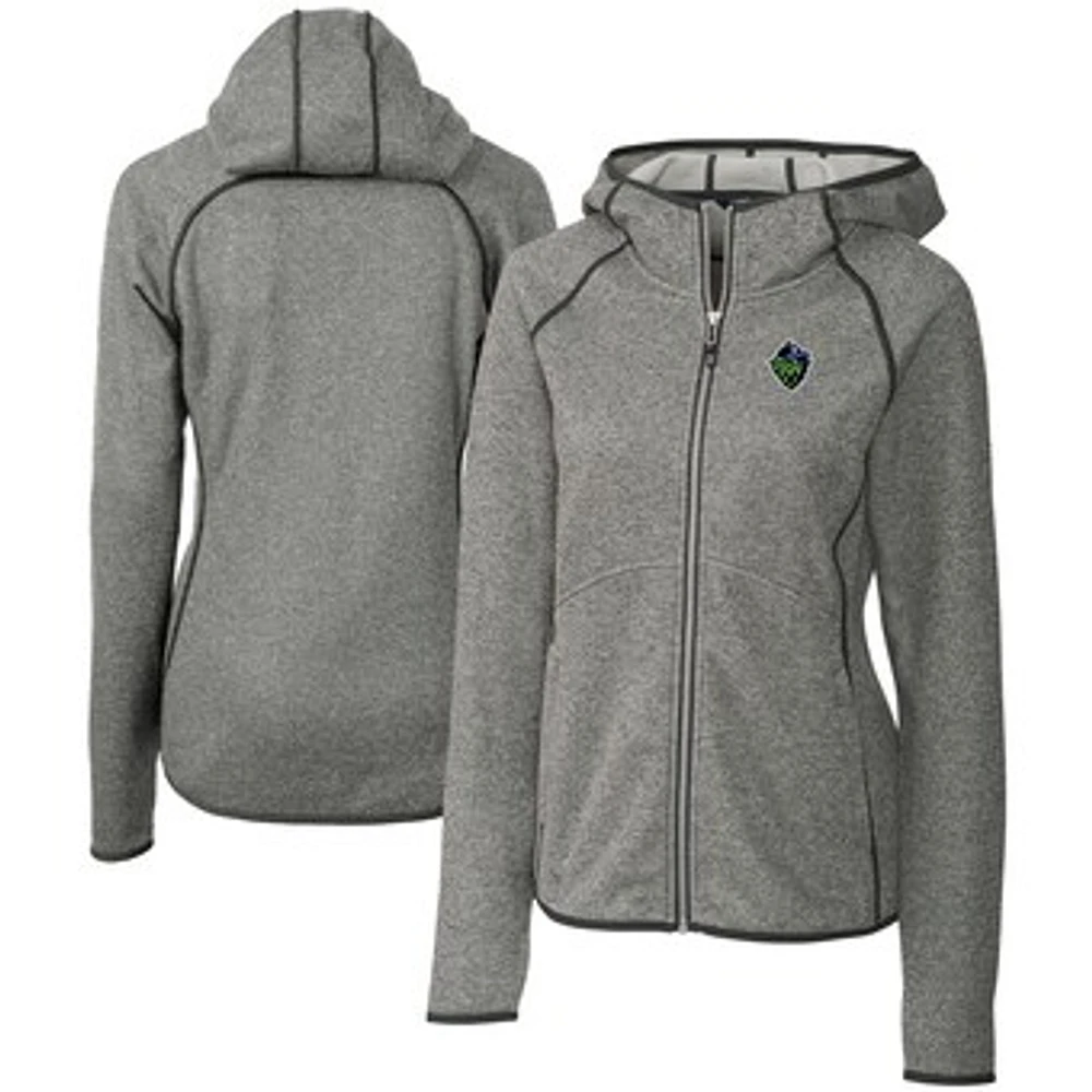 Women's Cutter & Buck Heather Gray Hillsboro Hops Mainsail Sweater Knit Raglan Full-Zip Hoodie