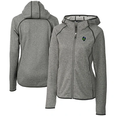 Women's Cutter & Buck Heather Gray Hillsboro Hops Mainsail Sweater Knit Raglan Full-Zip Hoodie