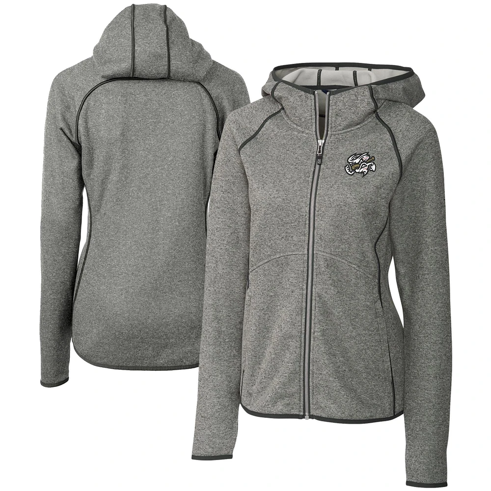 Women's Cutter & Buck Heather Omaha Storm Chasers Mainsail Sweater Knit Raglan Full-Zip Hoodie