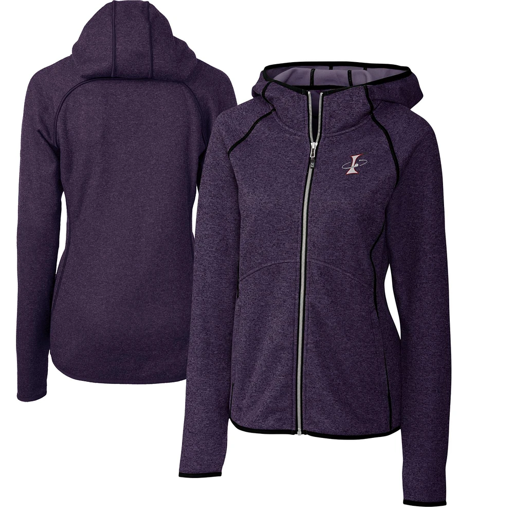 Women's Cutter & Buck Heather Purple Albuquerque Isotopes Mainsail Sweater Knit Raglan Full-Zip Hoodie