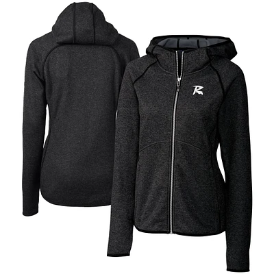 Women's Cutter & Buck Heather Charcoal Richmond Flying Squirrels Mainsail Sweater Knit Raglan Full-Zip Hoodie