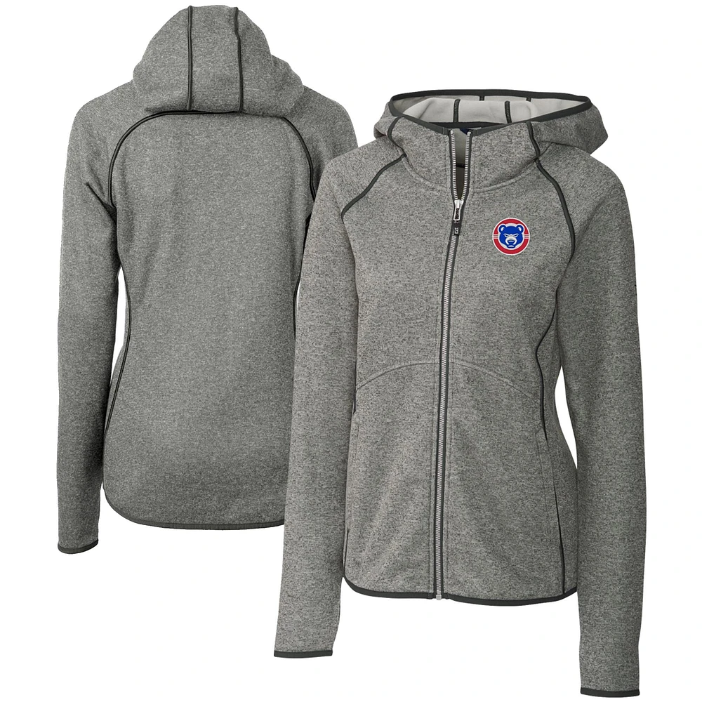 Women's Cutter & Buck Heather South Bend Cubs Mainsail Sweater Knit Raglan Full-Zip Hoodie