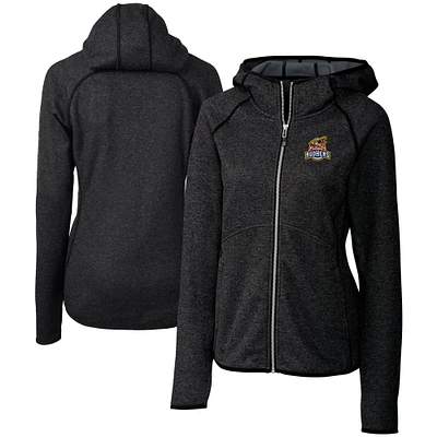 Women's Cutter & Buck Heather Charcoal Toledo Mud Hens Mainsail Sweater Knit Raglan Full-Zip Hoodie