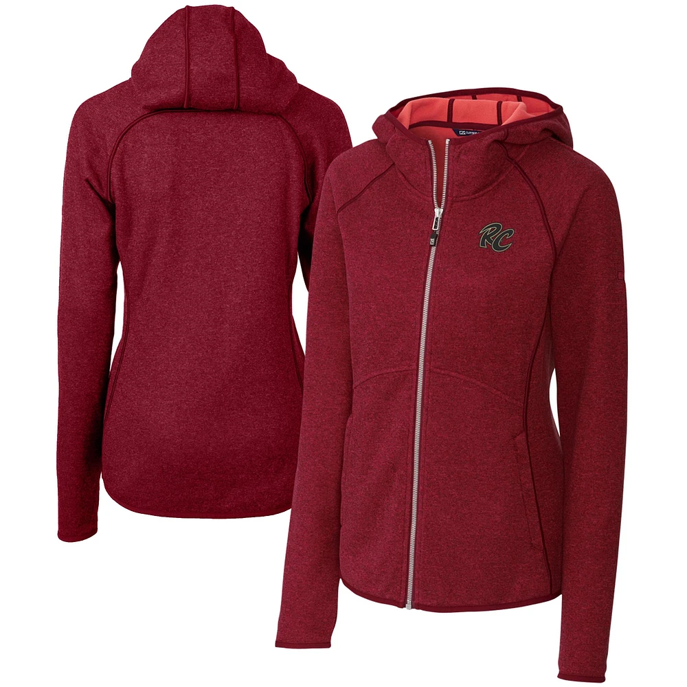 Women's Cutter & Buck Heather Sacramento River Cats Mainsail Sweater Knit Raglan Full-Zip Hoodie