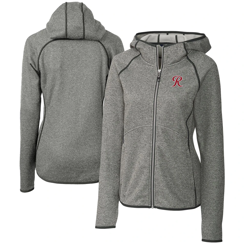 Women's Cutter & Buck Heather Gray Tacoma Rainiers Mainsail Sweater Knit Raglan Full-Zip Hoodie