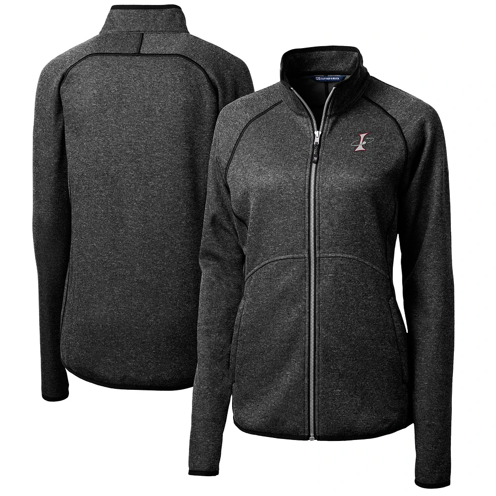 Women's Cutter & Buck Heather Charcoal Albuquerque Isotopes Mainsail Sweater-Knit Full-Zip Jacket