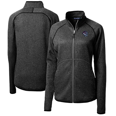 Women's Cutter & Buck Heather Charcoal Binghamton Rumble Ponies Mainsail Sweater-Knit Full-Zip Jacket