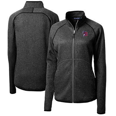 Women's Cutter & Buck Heather Charcoal Buffalo Bisons Mainsail Sweater-Knit Full-Zip Jacket