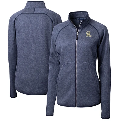 Women's Cutter & Buck Heather Navy Frisco RoughRiders Mainsail Sweater-Knit Full-Zip Jacket
