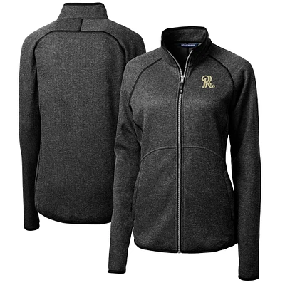 Women's Cutter & Buck Heather Charcoal Frisco RoughRiders Mainsail Sweater-Knit Full-Zip Jacket