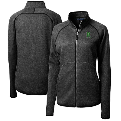 Women's Cutter & Buck Heather Charcoal Dayton Dragons Mainsail Sweater-Knit Full-Zip Jacket