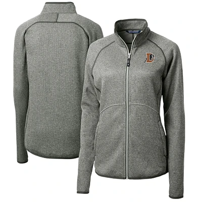 Women's Cutter & Buck Heather Gray Durham Bulls Mainsail Sweater-Knit Full-Zip Jacket