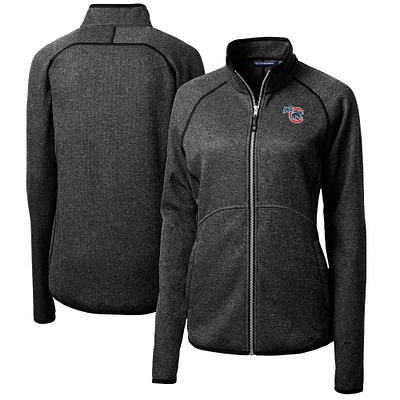 Women's Cutter & Buck Heather Charcoal Iowa Cubs Mainsail Sweater-Knit Full-Zip Jacket