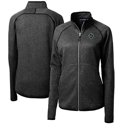 Women's Cutter & Buck Heather Charcoal Hillsboro Hops Mainsail Sweater-Knit Full-Zip Jacket